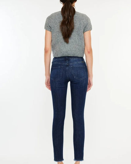 Kancan High - Rise Slim Fit Raw Hem Ankle Jeans - THE AMERICAN BLUE