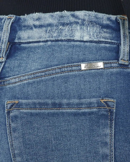 Kancan High Rise Wide Waistband Slim Straight Jeans - THE AMERICAN BLUE