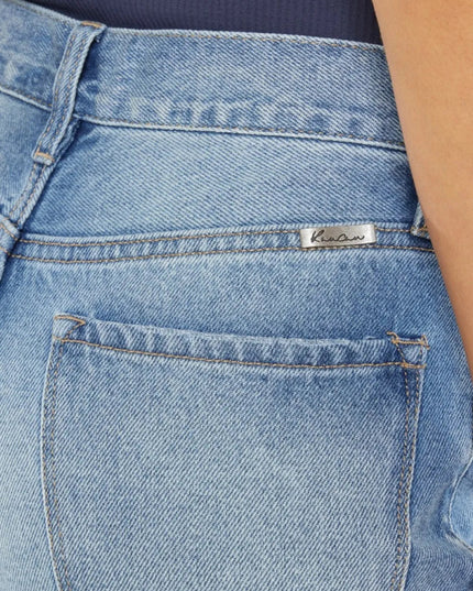 Kancan High Waist Chewed Up Straight Mom Jeans - THE AMERICAN BLUE