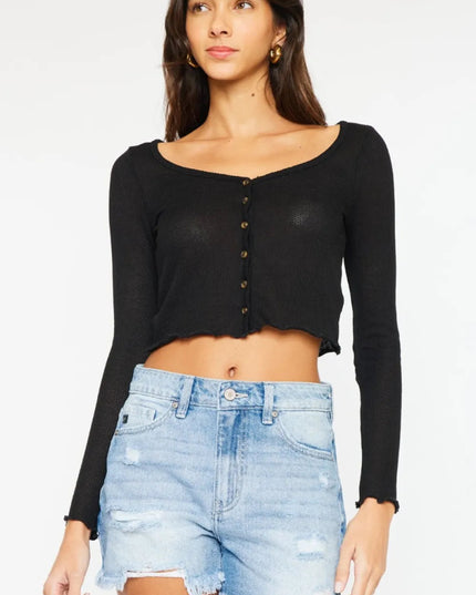 Kancan High Waist Frayed Denim Shorts - THE AMERICAN BLUE
