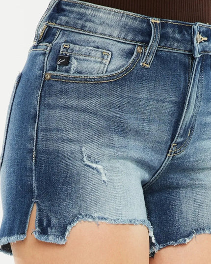 Kancan High Waist Raw Hem Denim Shorts - THE AMERICAN BLUE