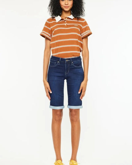 Kancan Mid Rise Bermuda Denim Shorts - THE AMERICAN BLUE