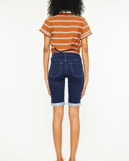 Kancan Mid Rise Bermuda Denim Shorts - THE AMERICAN BLUE