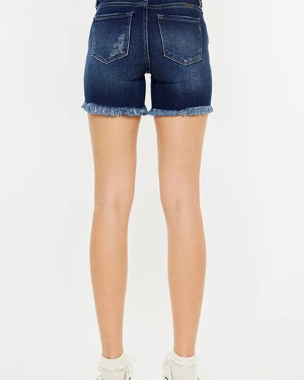 Kancan Mid Rise Button Fly Denim Shorts - THE AMERICAN BLUE