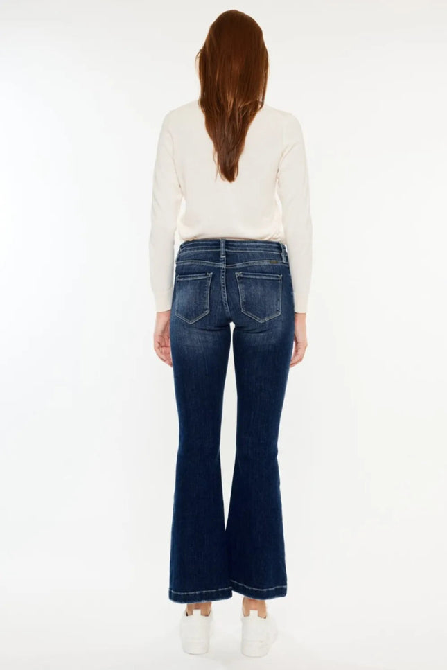 Kancan Mid Rise Button Fly Flare Jeans - THE AMERICAN BLUE