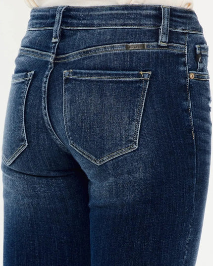 Kancan Mid Rise Button Fly Flare Jeans - THE AMERICAN BLUE