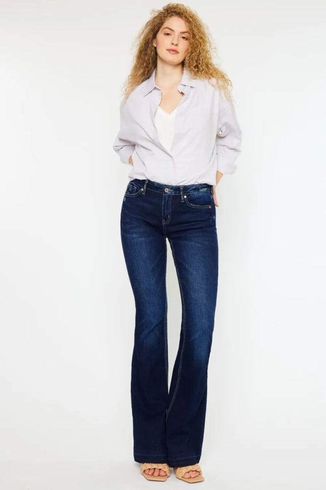 Kancan Mid Rise Slim Flare Jeans - THE AMERICAN BLUE