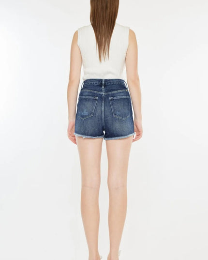 Kancan Raw Hem Button Fly Denim Shorts - THE AMERICAN BLUE