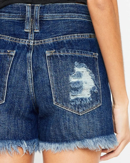 Kancan Raw Hem Button - Fly Denim Shorts - THE AMERICAN BLUE