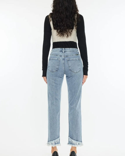 Kancan Raw Hem High Rise Straight Jeans - THE AMERICAN BLUE