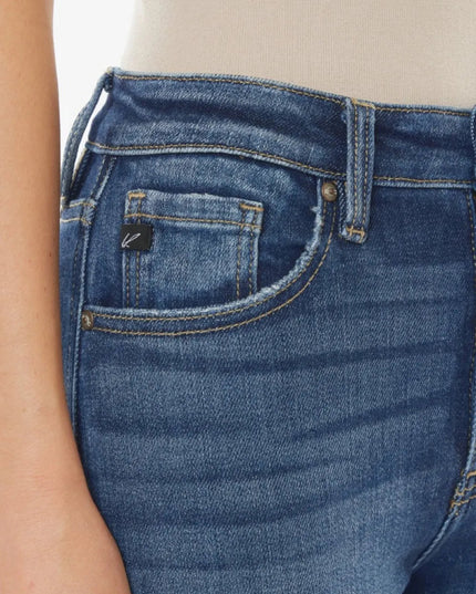 Kancan Raw Hem High Waist Cropped Jeans - THE AMERICAN BLUE