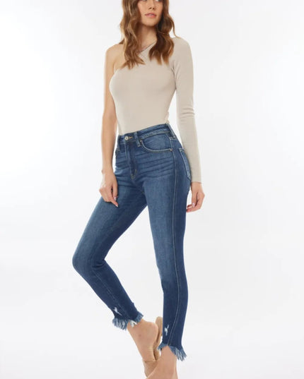 Kancan Raw Hem High Waist Cropped Jeans - THE AMERICAN BLUE