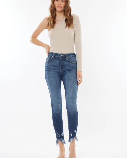 Kancan Raw Hem High Waist Cropped Jeans - THE AMERICAN BLUE