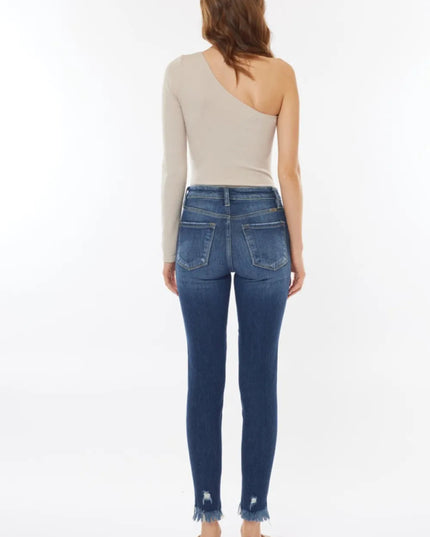 Kancan Raw Hem High Waist Cropped Jeans - THE AMERICAN BLUE