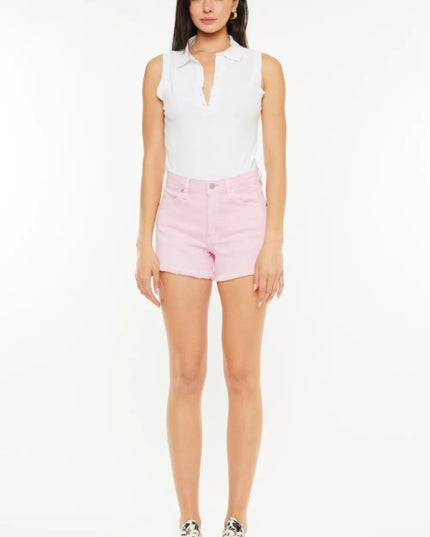 Kancan Raw Hem High Waist Denim Shorts - THE AMERICAN BLUE