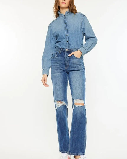 Kancan Ultra High Rise 90's Boyfriend Jeans - THE AMERICAN BLUE