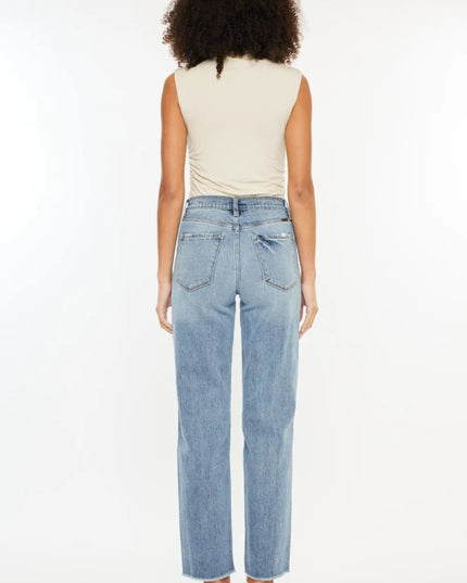 Kancan Ultra High Rise Distressed Straight Jeans - THE AMERICAN BLUE
