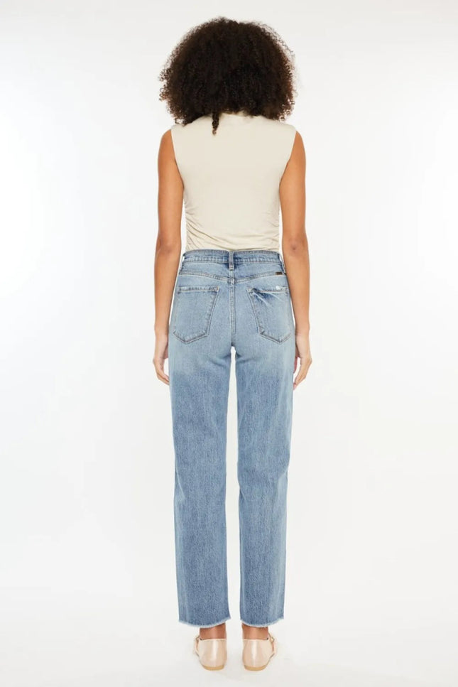 Kancan Ultra High Rise Distressed Straight Jeans - THE AMERICAN BLUE