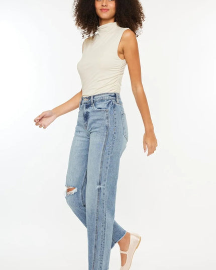 Kancan Ultra High Rise Distressed Straight Jeans - THE AMERICAN BLUE