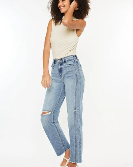 Kancan Ultra High Rise Distressed Straight Jeans - THE AMERICAN BLUE
