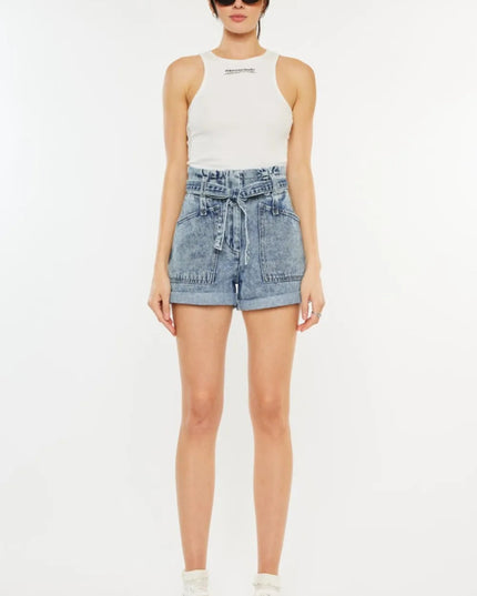 Kancan Ultra High Rise Paperbag Denim Shorts - THE AMERICAN BLUE