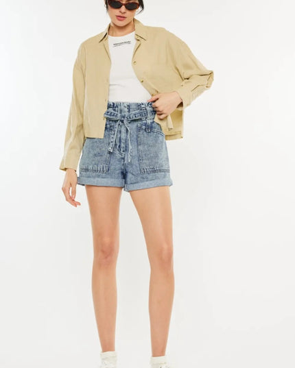 Kancan Ultra High Rise Paperbag Denim Shorts - THE AMERICAN BLUE