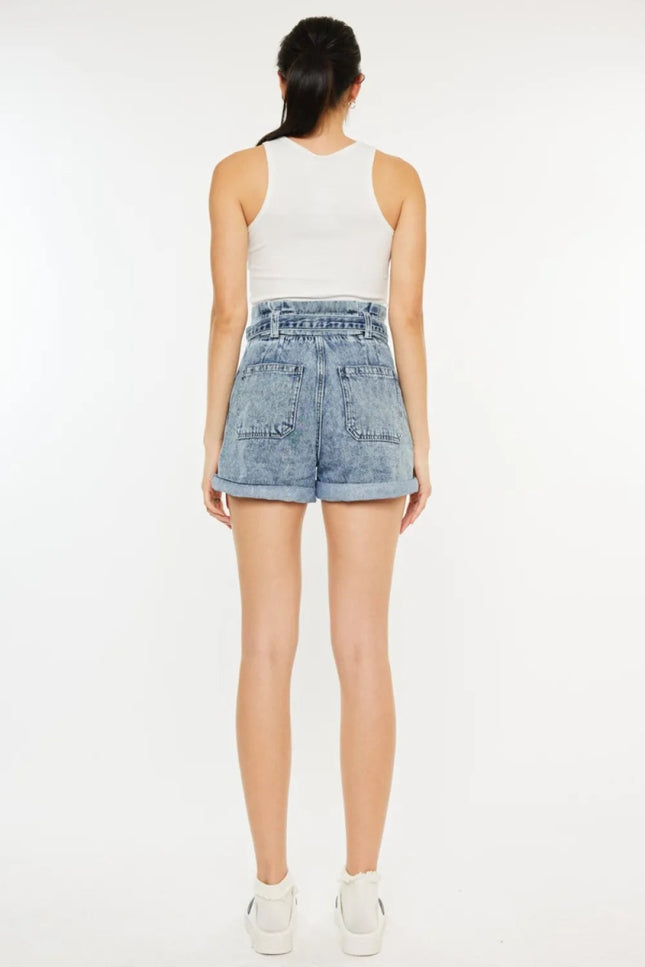 Kancan Ultra High Rise Paperbag Denim Shorts - THE AMERICAN BLUE