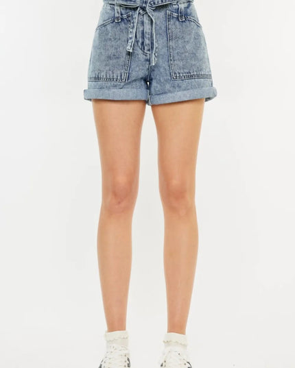 Kancan Ultra High Rise Paperbag Denim Shorts - THE AMERICAN BLUE
