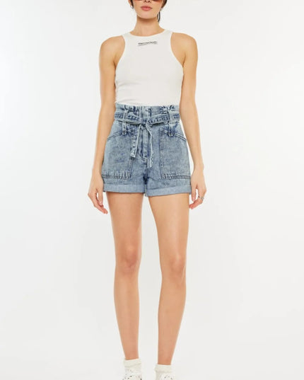 Kancan Ultra High Rise Paperbag Denim Shorts - THE AMERICAN BLUE
