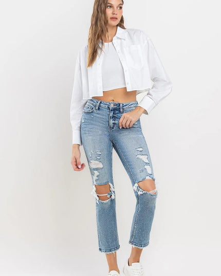 Lovervet Full Size High Rise Slim Straight Jeans - THE AMERICAN BLUE