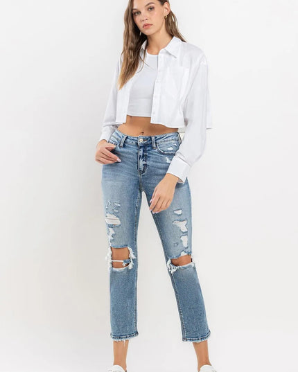Lovervet Full Size High Rise Slim Straight Jeans - THE AMERICAN BLUE