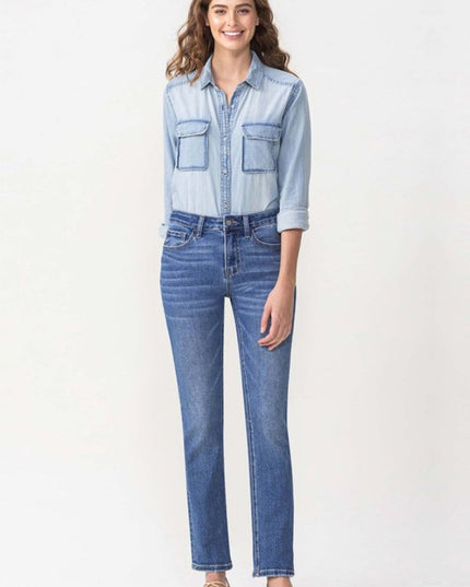 Lovervet Full Size Maggie Midrise Slim Ankle Straight Jeans - THE AMERICAN BLUE