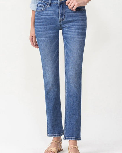 Lovervet Full Size Maggie Midrise Slim Ankle Straight Jeans - THE AMERICAN BLUE