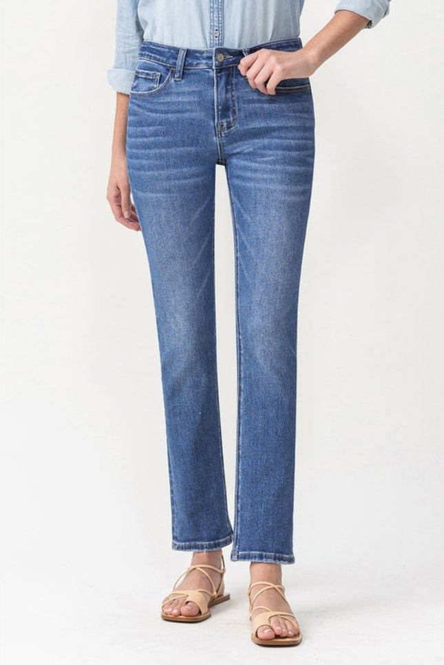 Lovervet Full Size Maggie Midrise Slim Ankle Straight Jeans - THE AMERICAN BLUE