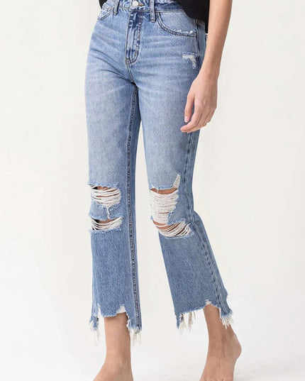 Lovervet High Rise Distressed Straight Jeans - THE AMERICAN BLUE
