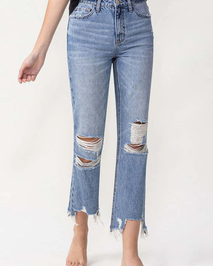 Lovervet High Rise Distressed Straight Jeans - THE AMERICAN BLUE