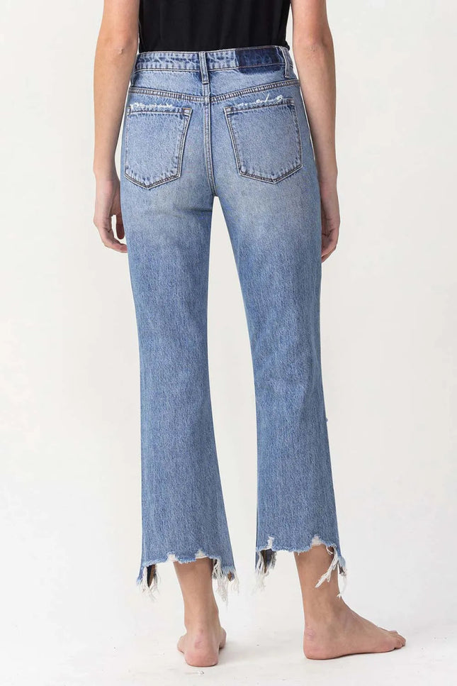 Lovervet High Rise Distressed Straight Jeans - THE AMERICAN BLUE