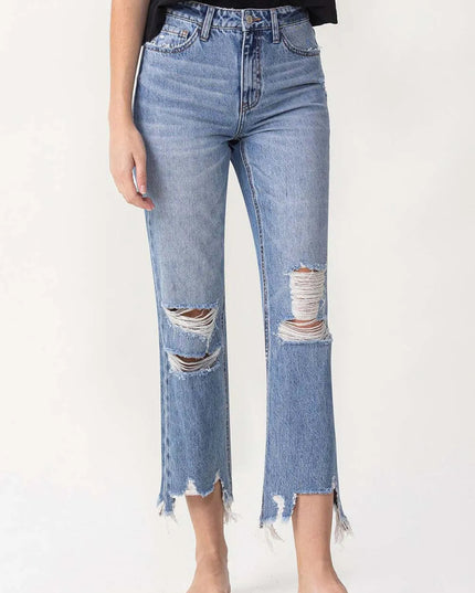 Lovervet High Rise Distressed Straight Jeans - THE AMERICAN BLUE
