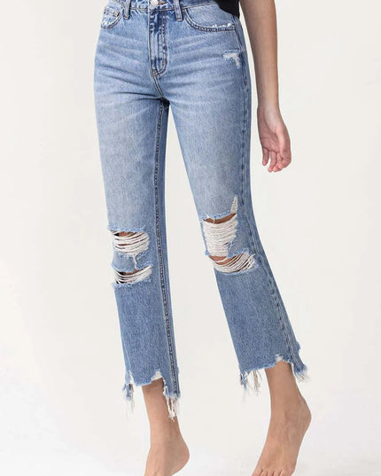 Lovervet High Rise Distressed Straight Jeans - THE AMERICAN BLUE