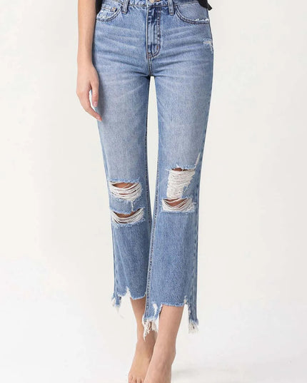 Lovervet High Rise Distressed Straight Jeans - THE AMERICAN BLUE