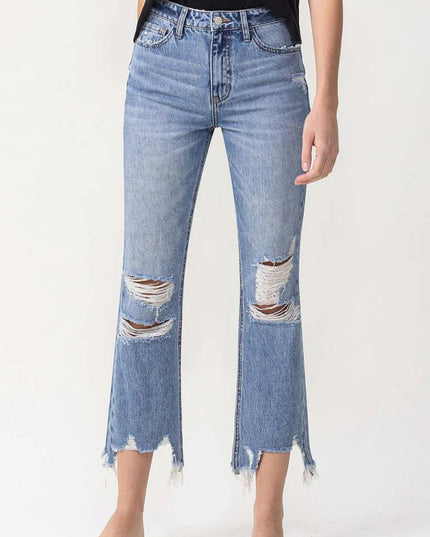 Lovervet High Rise Distressed Straight Jeans - THE AMERICAN BLUE