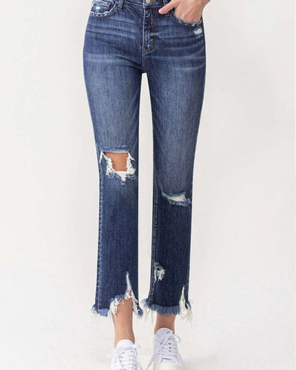 Lovervet Jackie Full Size High Rise Crop Straight Leg Jeans - THE AMERICAN BLUE