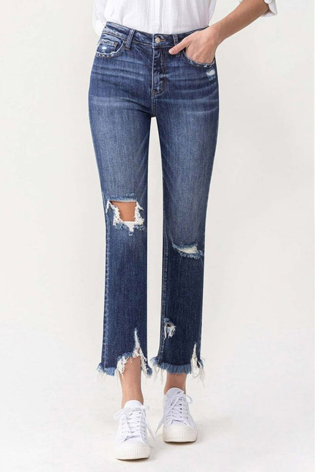 Lovervet Jackie Full Size High Rise Crop Straight Leg Jeans - THE AMERICAN BLUE