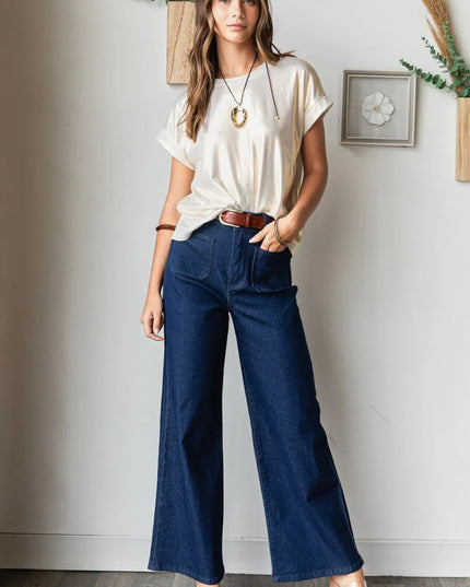 Mittoshop High Waist Wide Leg Jeans - THE AMERICAN BLUE