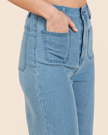 Mittoshop High Waist Wide Leg Jeans - THE AMERICAN BLUE