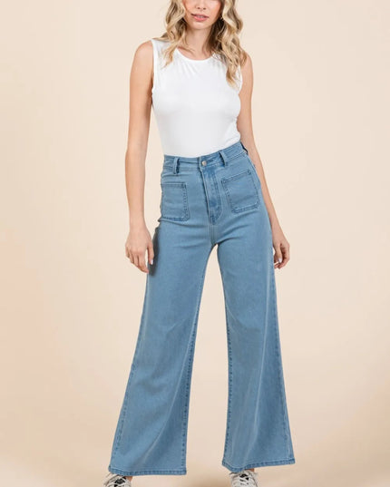 Mittoshop High Waist Wide Leg Jeans - THE AMERICAN BLUE