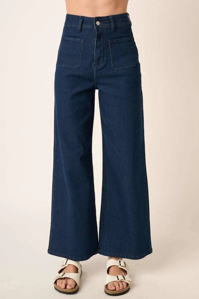 Mittoshop High Waist Wide Leg Jeans - THE AMERICAN BLUE