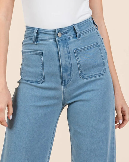 Mittoshop High Waist Wide Leg Jeans - THE AMERICAN BLUE