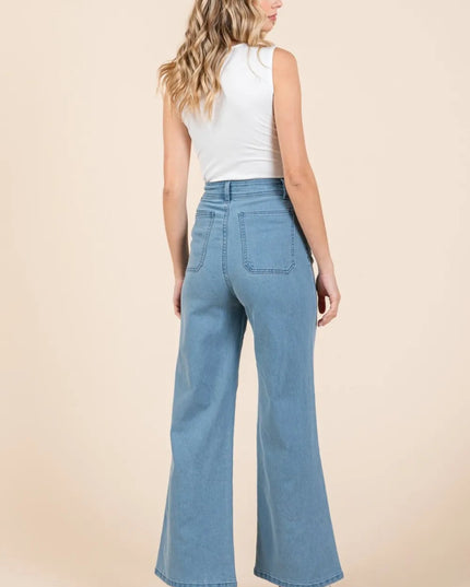Mittoshop High Waist Wide Leg Jeans - THE AMERICAN BLUE