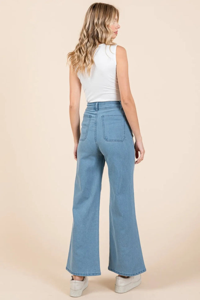 Mittoshop High Waist Wide Leg Jeans - THE AMERICAN BLUE
